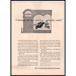 1951 CBS Radio Columbia Broadcasting System Vintage Print Ad Set Watch Wall Art